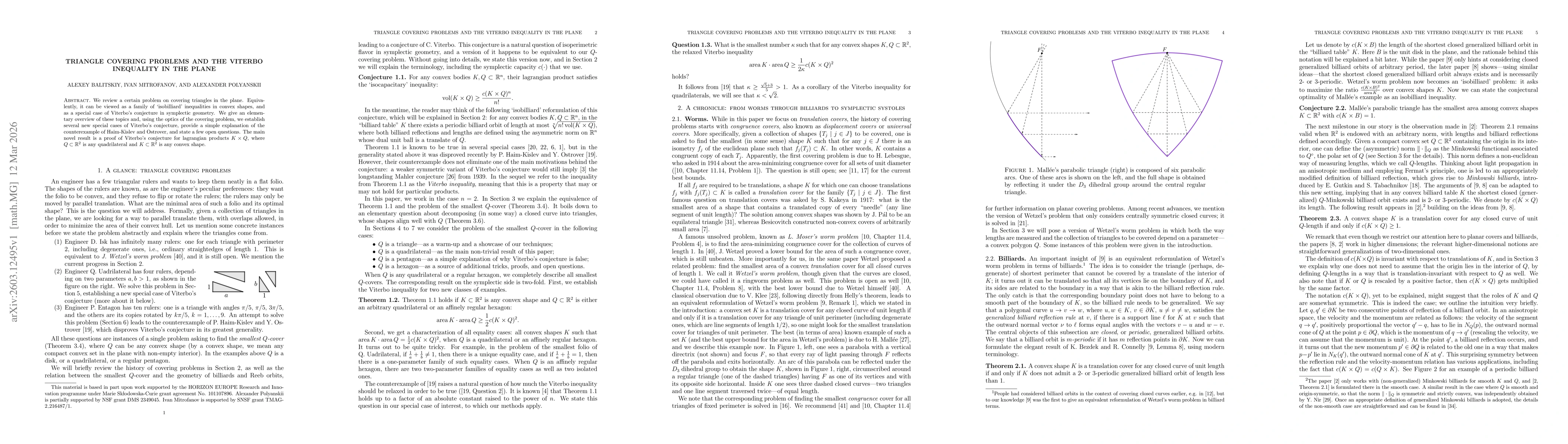 Thumbnail for Triangle covering problems and the Viterbo inequality in the plane