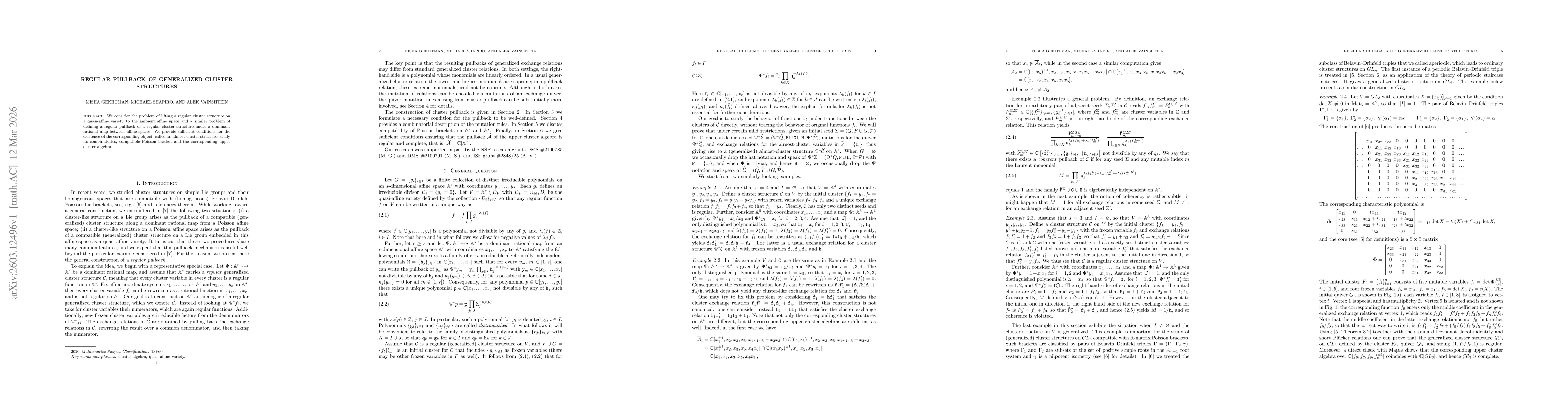 Thumbnail for Regular pullback of generalized cluster structures