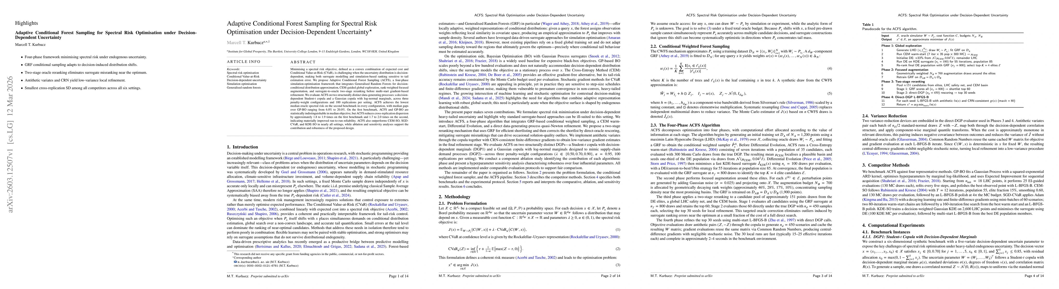 Thumbnail for Adaptive Conditional Forest Sampling for Spectral Risk Optimisation under Decision-Dependent Uncertainty