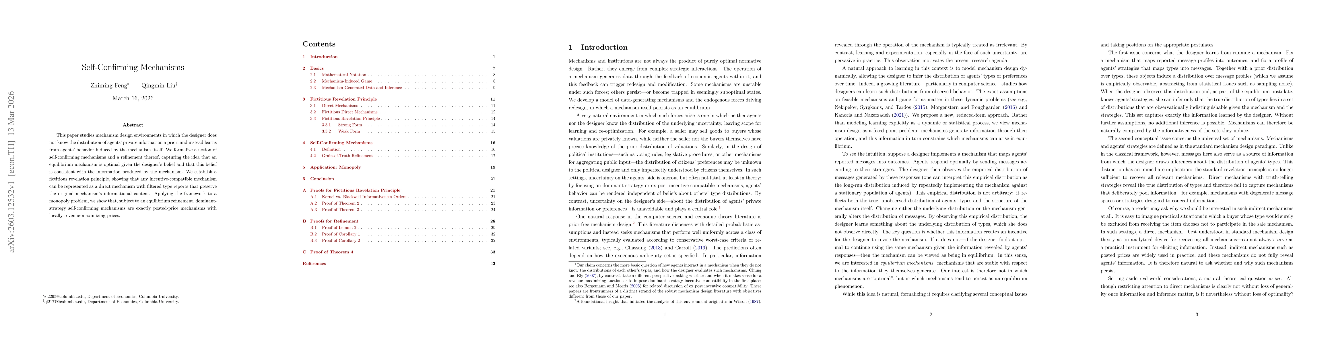 Thumbnail for Self-Confirming Mechanisms