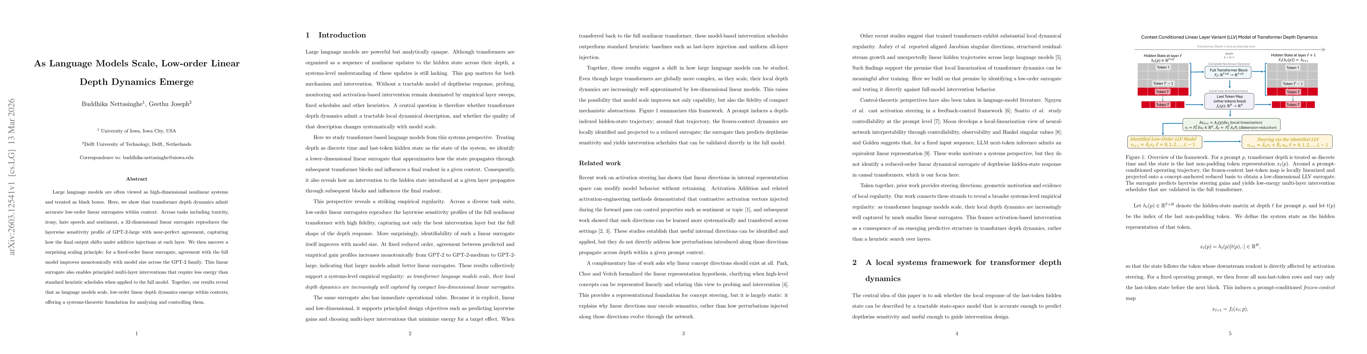 Thumbnail for As Language Models Scale, Low-order Linear Depth Dynamics Emerge