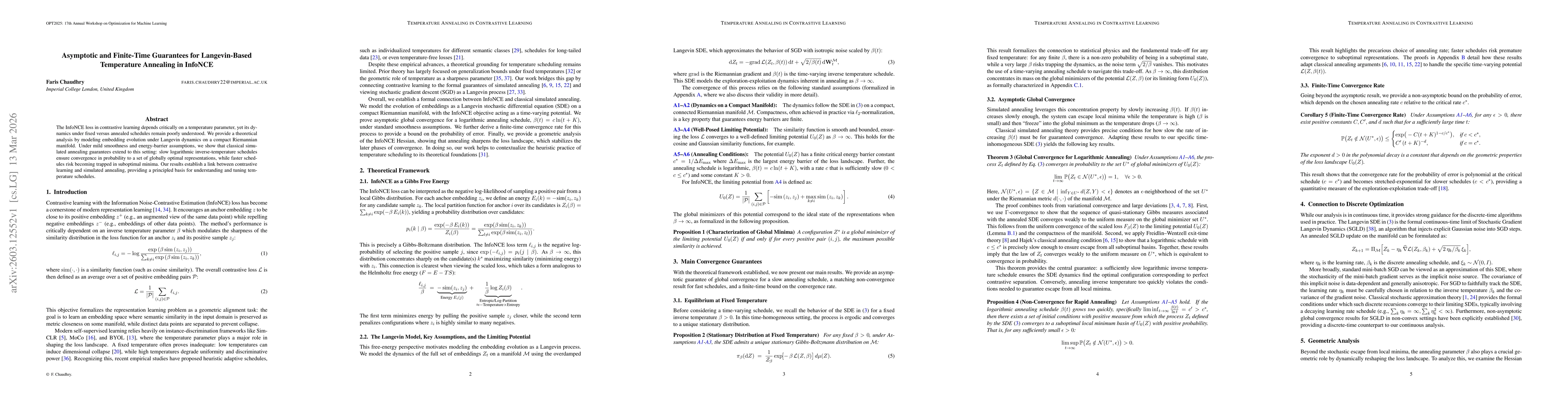Thumbnail for Asymptotic and Finite-Time Guarantees for Langevin-Based Temperature Annealing in InfoNCE