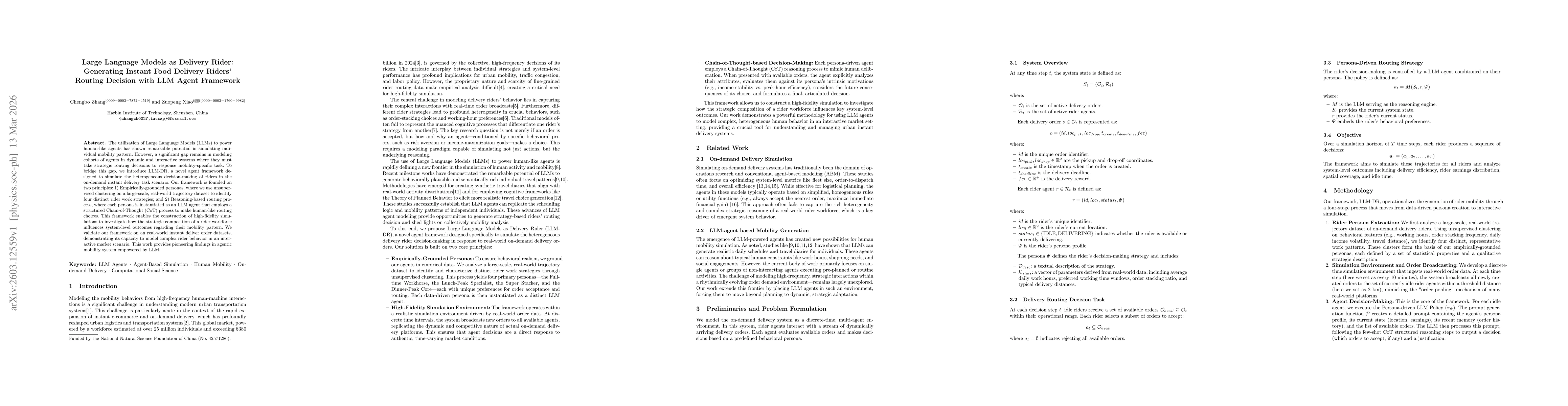 Thumbnail for Large Language Models as Delivery Rider: Generating Instant Food Delivery Riders' Routing Decision with LLM Agent Framework