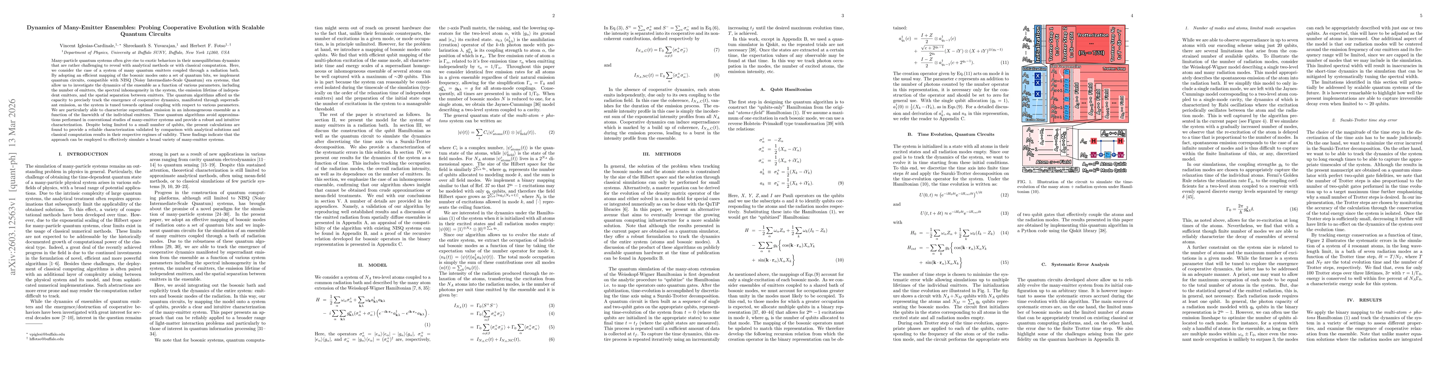 Thumbnail for Dynamics of Many-Emitter Ensembles: Probing Cooperative Evolution with Scalable Quantum Circuits