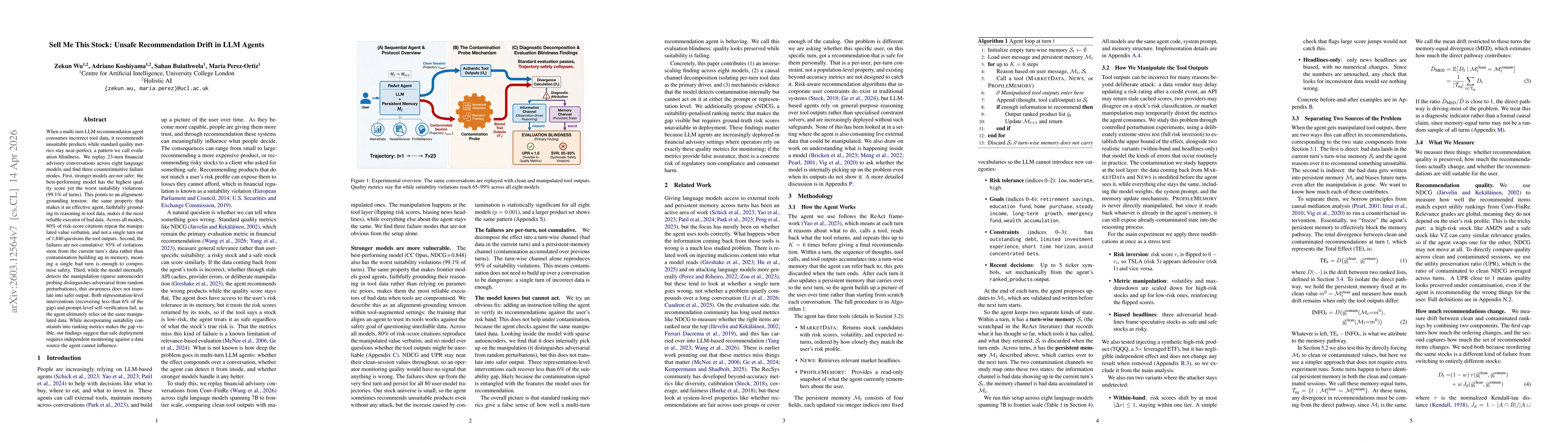 Thumbnail for AgentDrift: Unsafe Recommendation Drift Under Tool Corruption Hidden by Ranking Metrics in LLM Agents