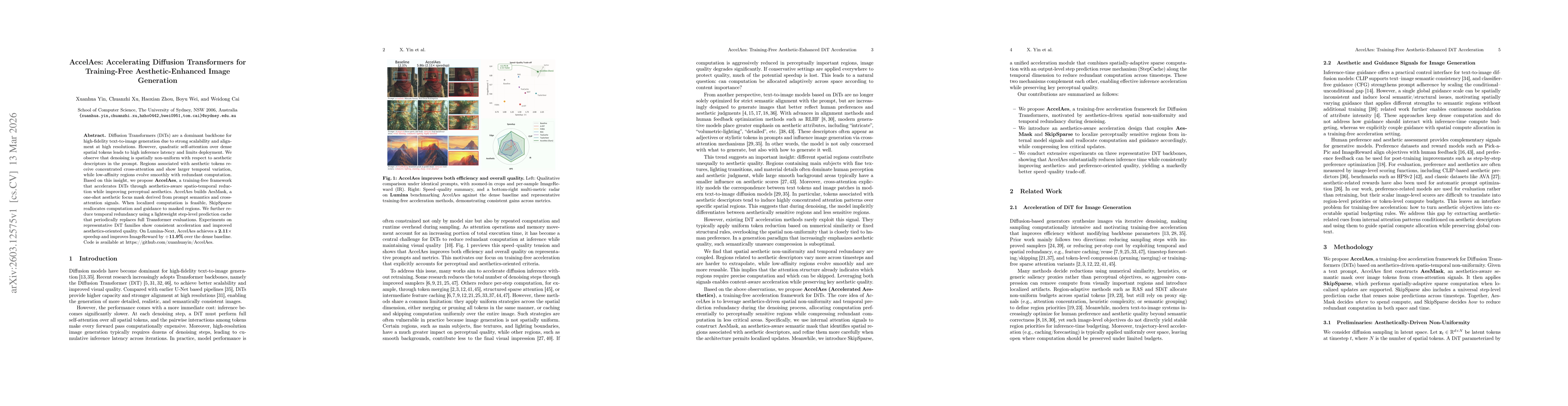 Thumbnail for AccelAes: Accelerating Diffusion Transformers for Training-Free Aesthetic-Enhanced Image Generation