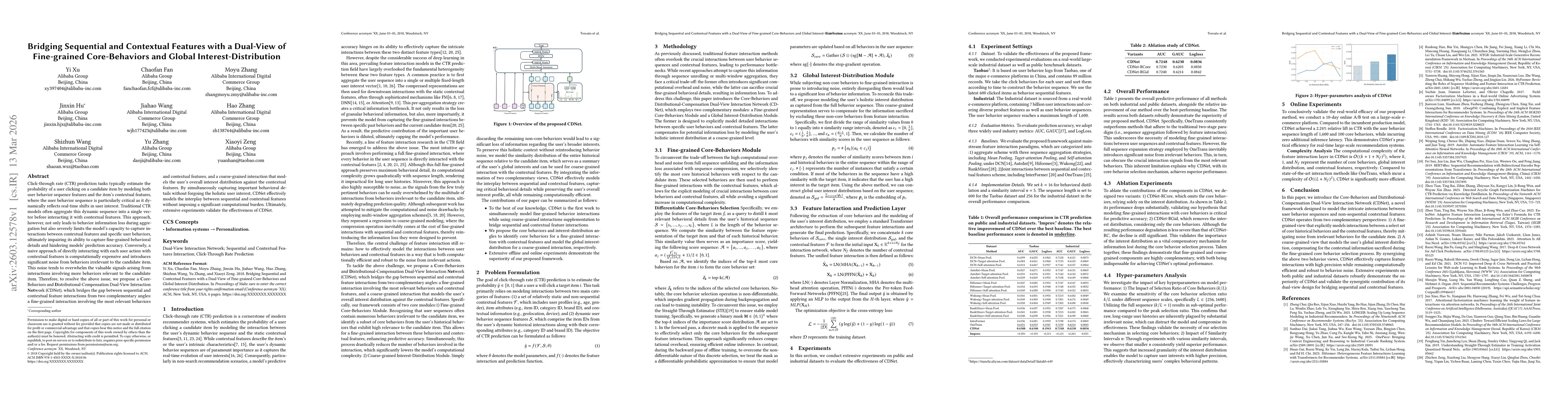 Thumbnail for Bridging Sequential and Contextual Features with a Dual-View of Fine-grained Core-Behaviors and Global Interest-Distribution