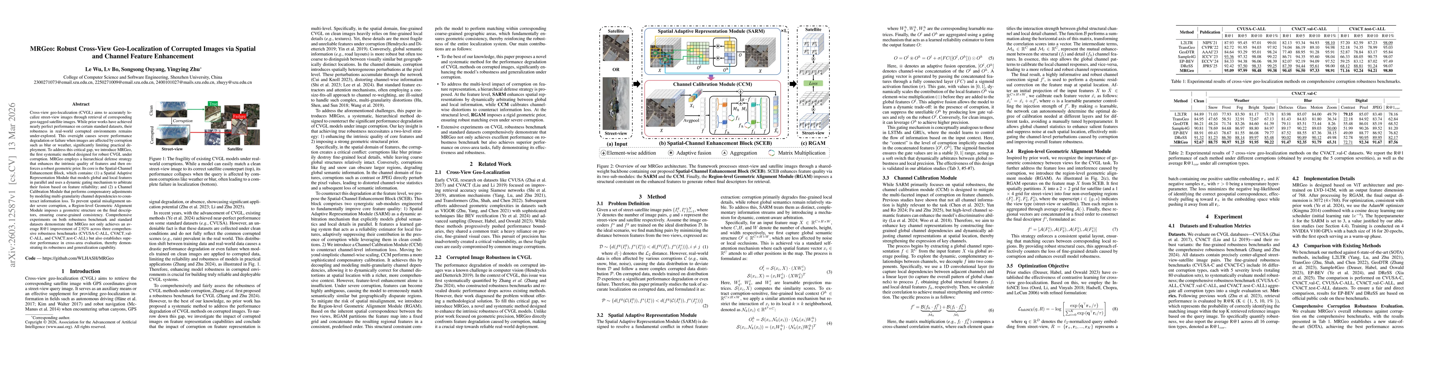 Thumbnail for MRGeo: Robust Cross-View Geo-Localization of Corrupted Images via Spatial and Channel Feature Enhancement