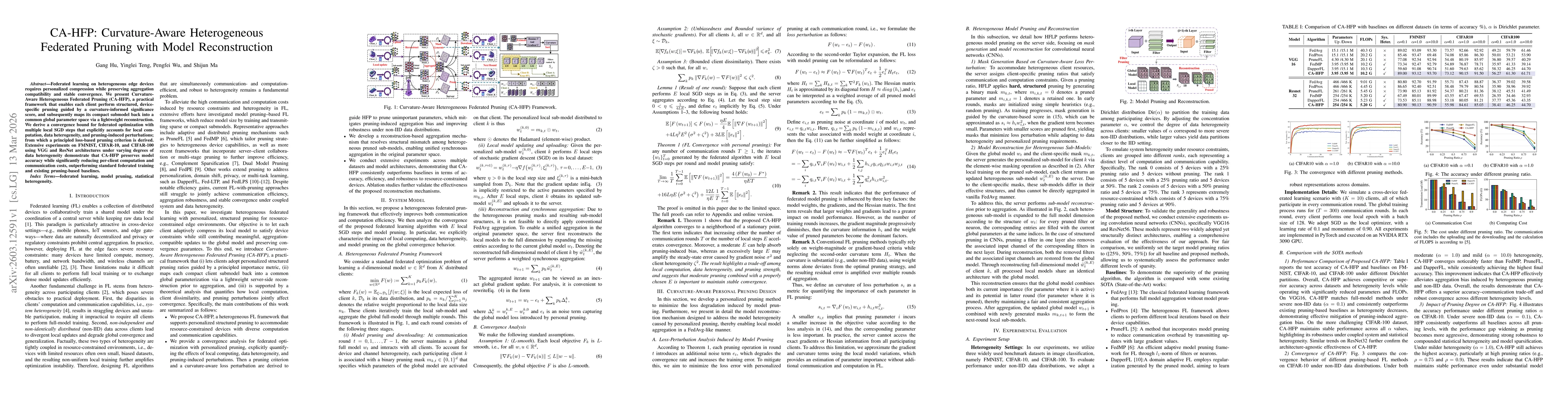 Thumbnail for CA-HFP: Curvature-Aware Heterogeneous Federated Pruning with Model Reconstruction