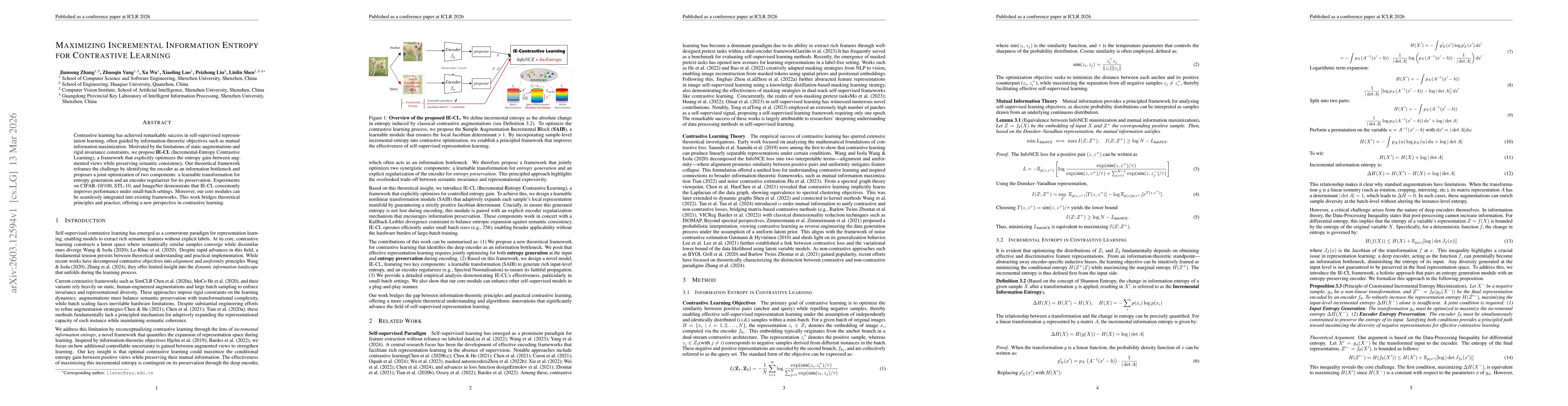 Thumbnail for Maximizing Incremental Information Entropy for Contrastive Learning