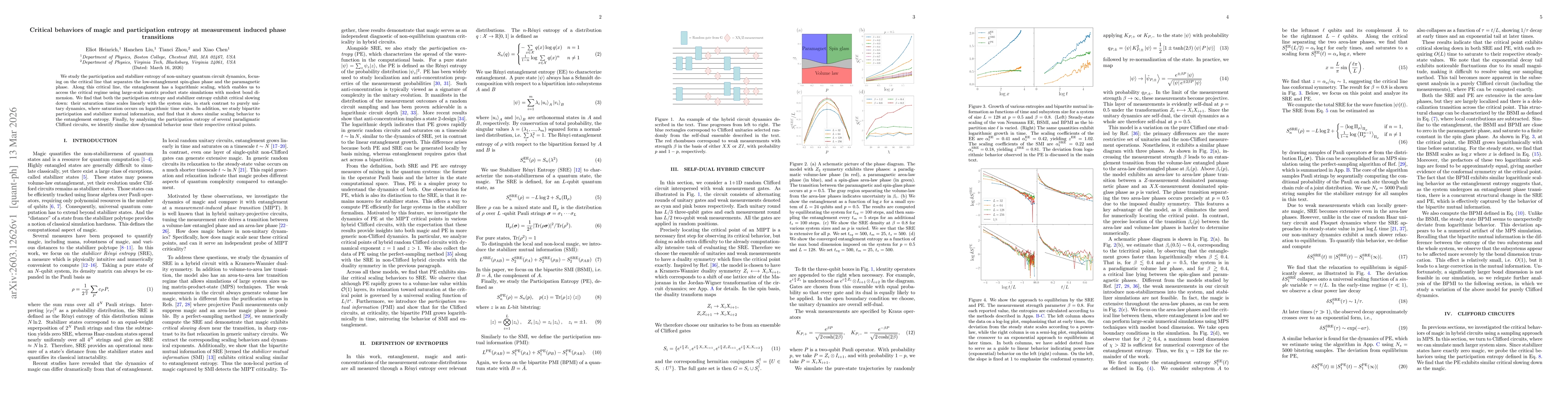Thumbnail for Critical behaviors of magic and participation entropy at measurement induced phase transitions
