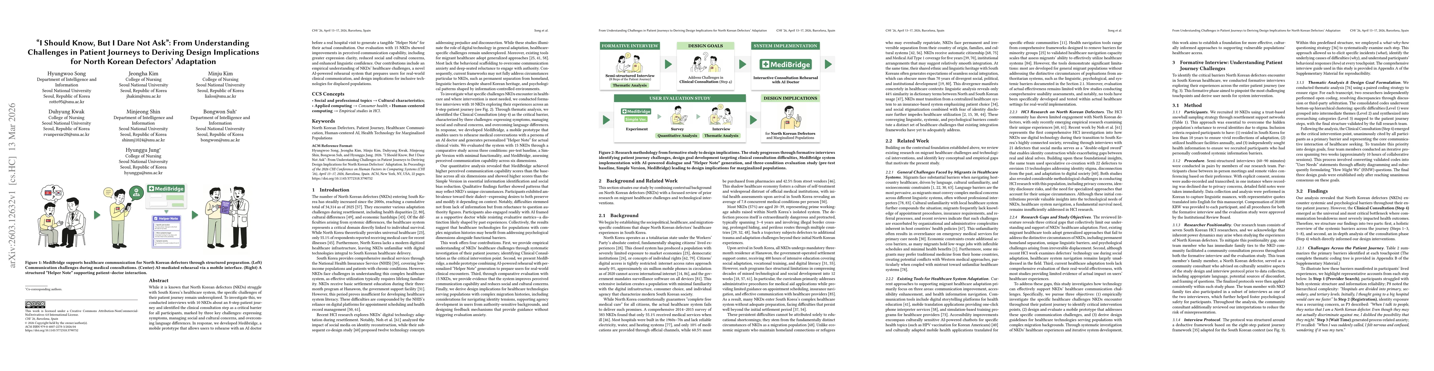 Thumbnail for "I Should Know, But I Dare Not Ask": From Understanding Challenges in Patient Journeys to Deriving Design Implications for North Korean Defectors' Adaptation