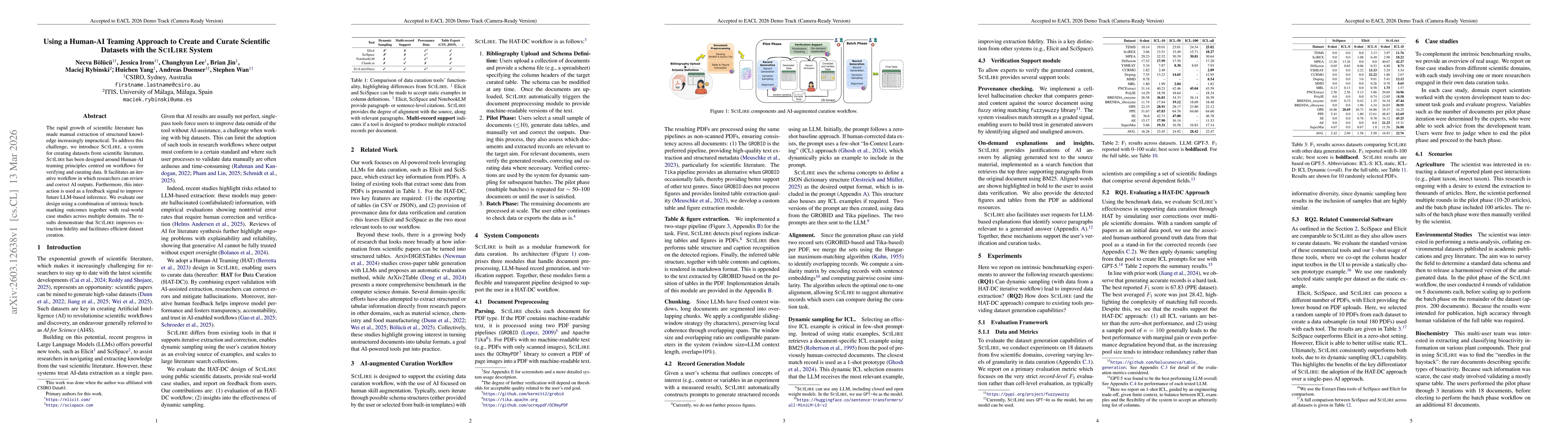 Thumbnail for Using a Human-AI Teaming Approach to Create and Curate Scientific Datasets with the SCILIRE System