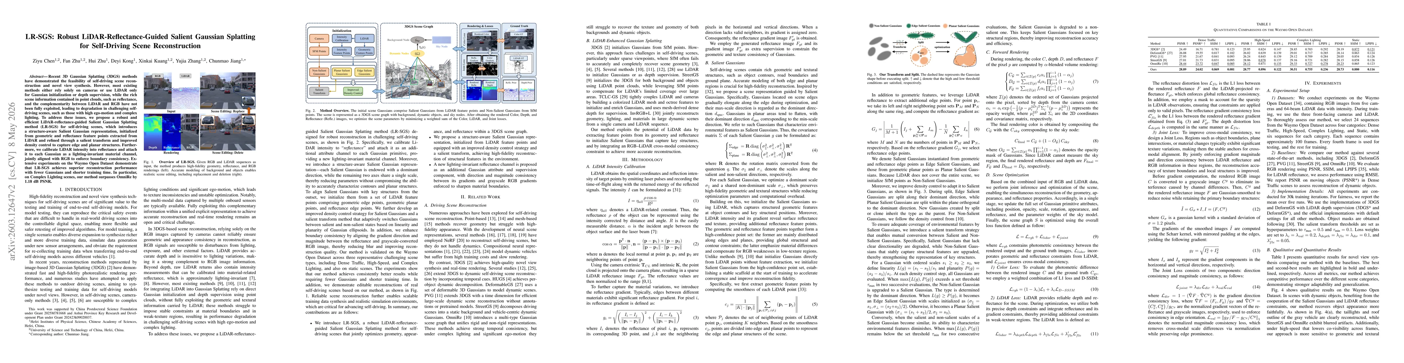 Thumbnail for LR-SGS: Robust LiDAR-Reflectance-Guided Salient Gaussian Splatting for Self-Driving Scene Reconstruction