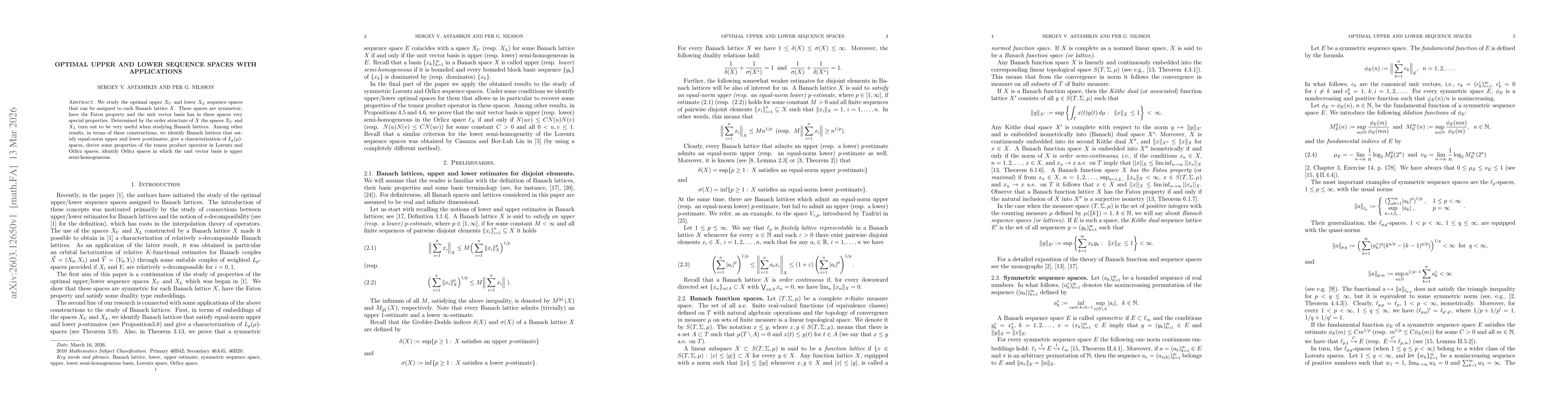Thumbnail for Optimal upper and lower sequence spaces with applications