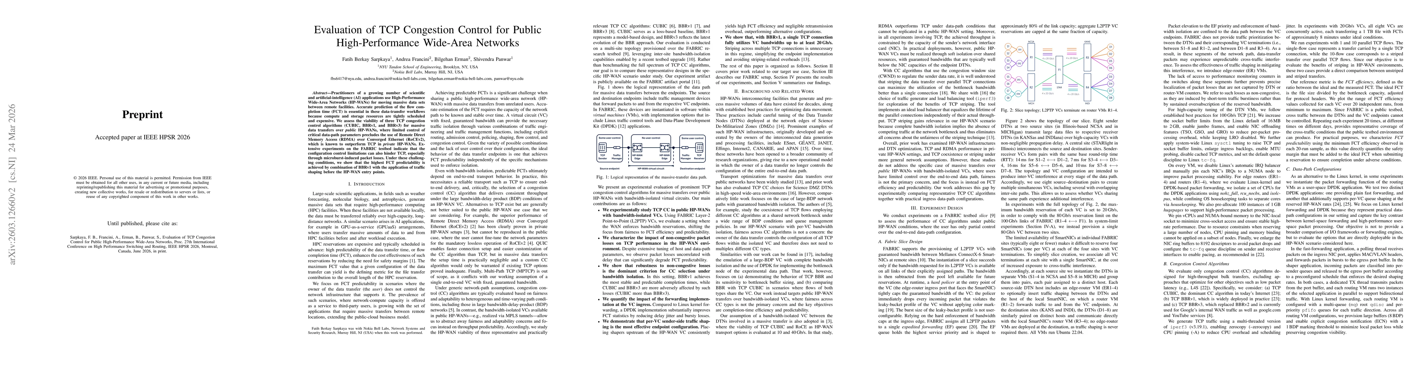 Thumbnail for Evaluation of TCP Congestion Control for Public High-Performance Wide-Area Networks