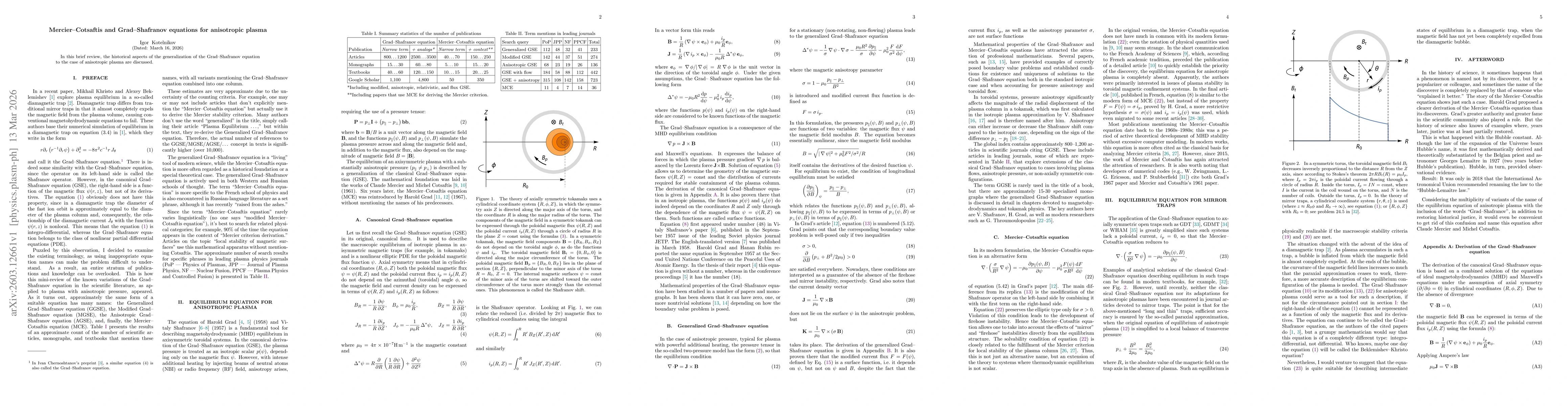Thumbnail for Mercier--Cotsaftis and Grad--Shafranov equations for anisotropic plasma