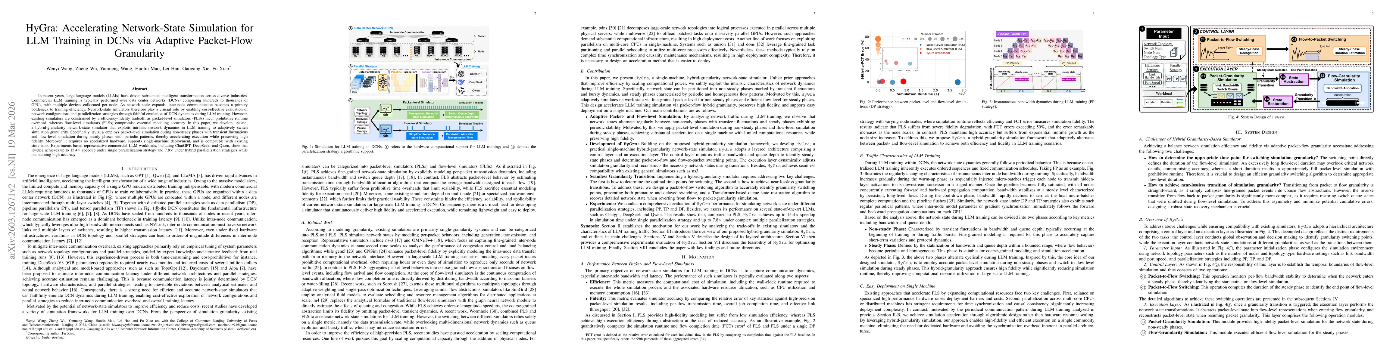 Thumbnail for HyGra: Accelerating Network-State Simulation for LLM Training in DCNs via Adaptive Packet-Flow Granularity