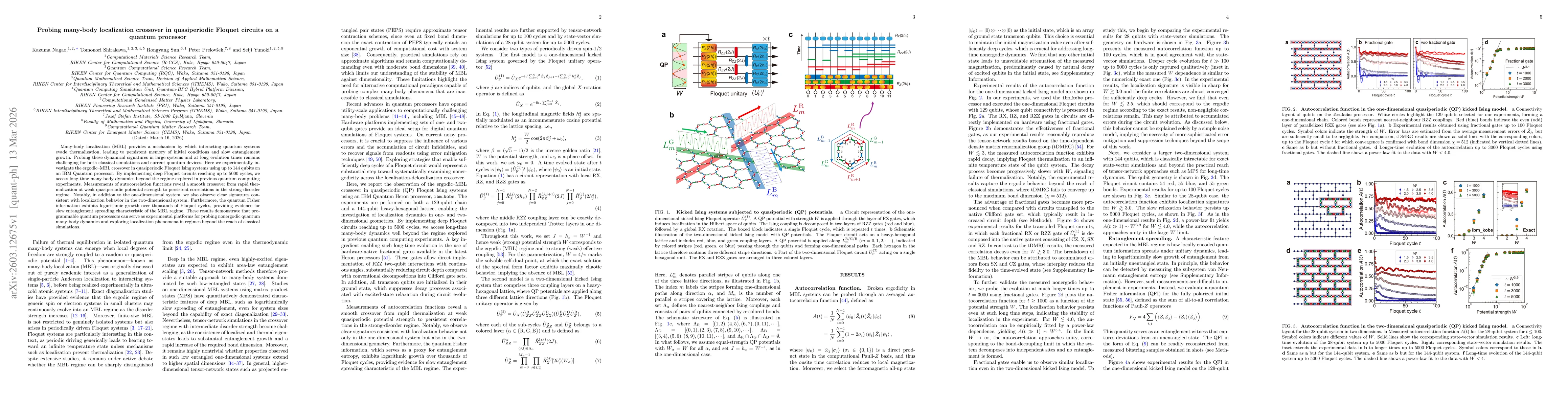 Thumbnail for Probing many-body localization crossover in quasiperiodic Floquet circuits on a quantum processor