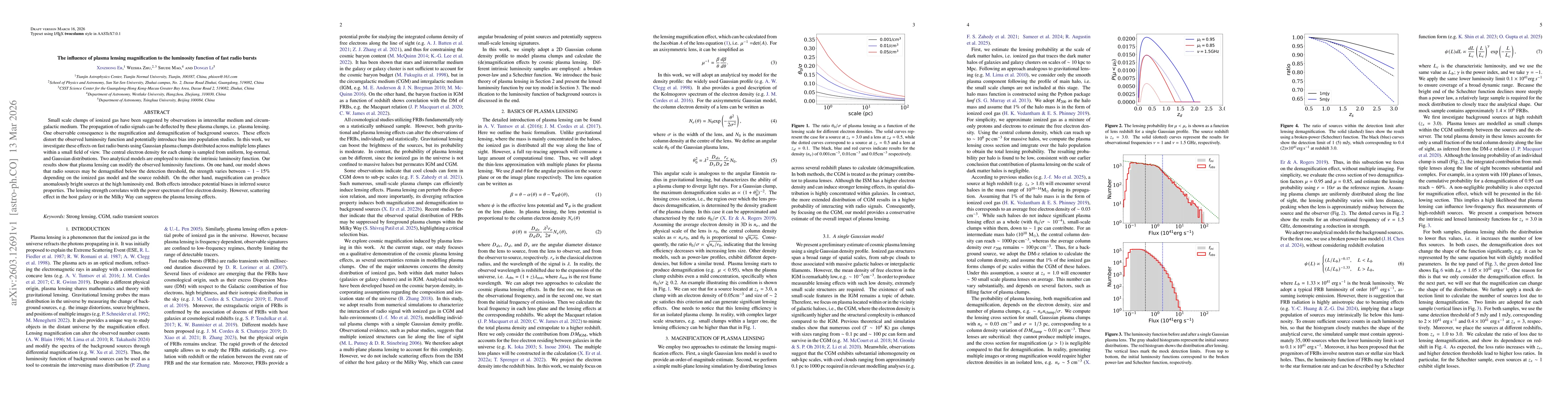 Thumbnail for The influence of plasma lensing magnification to the luminosity function of fast radio bursts