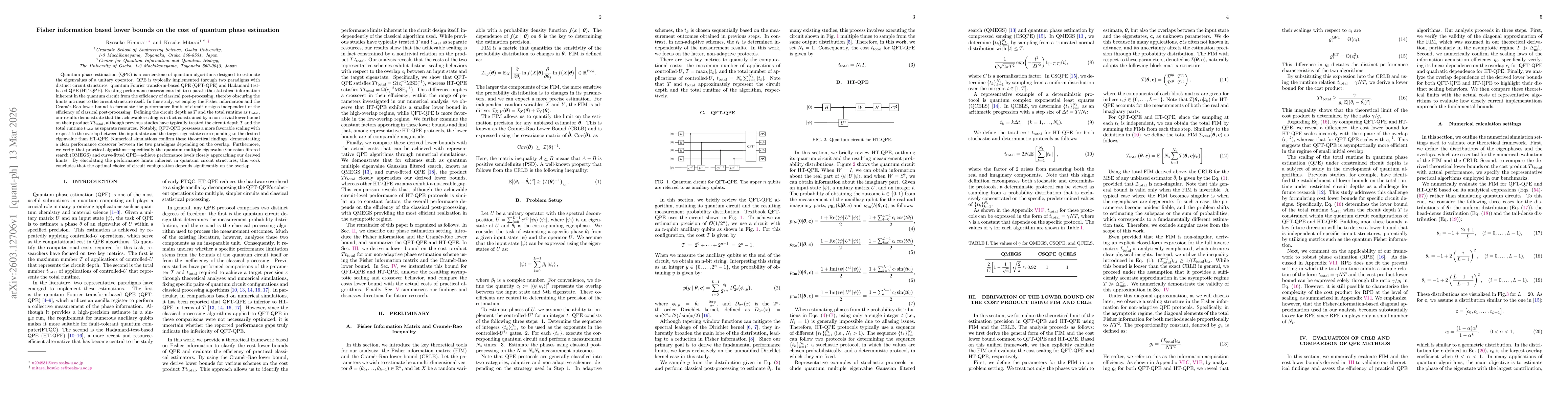 Thumbnail for Fisher information based lower bounds on the cost of quantum phase estimation