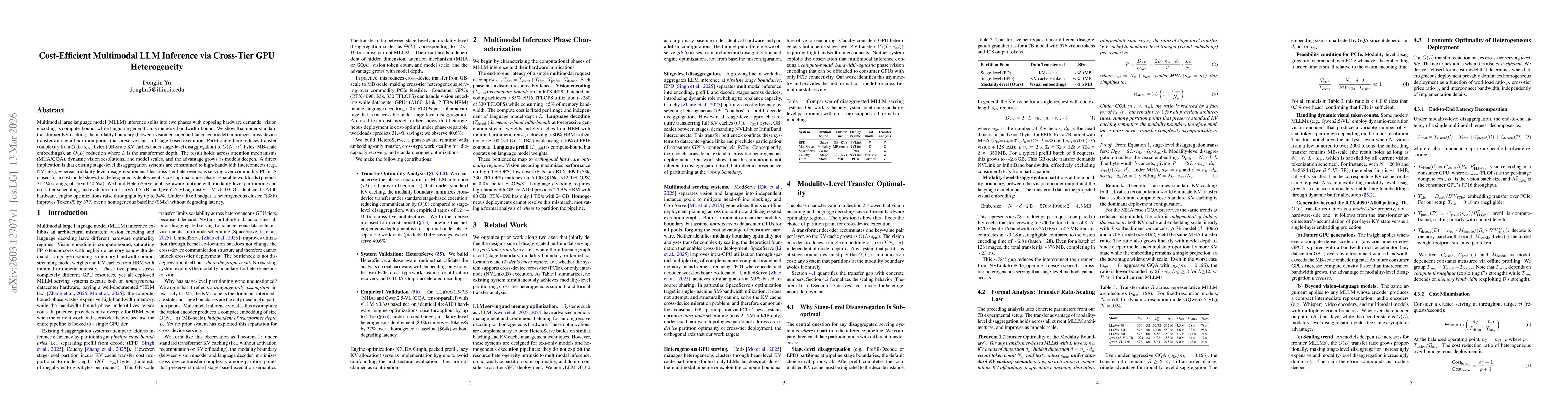 Thumbnail for Cost-Efficient Multimodal LLM Inference via Cross-Tier GPU Heterogeneity