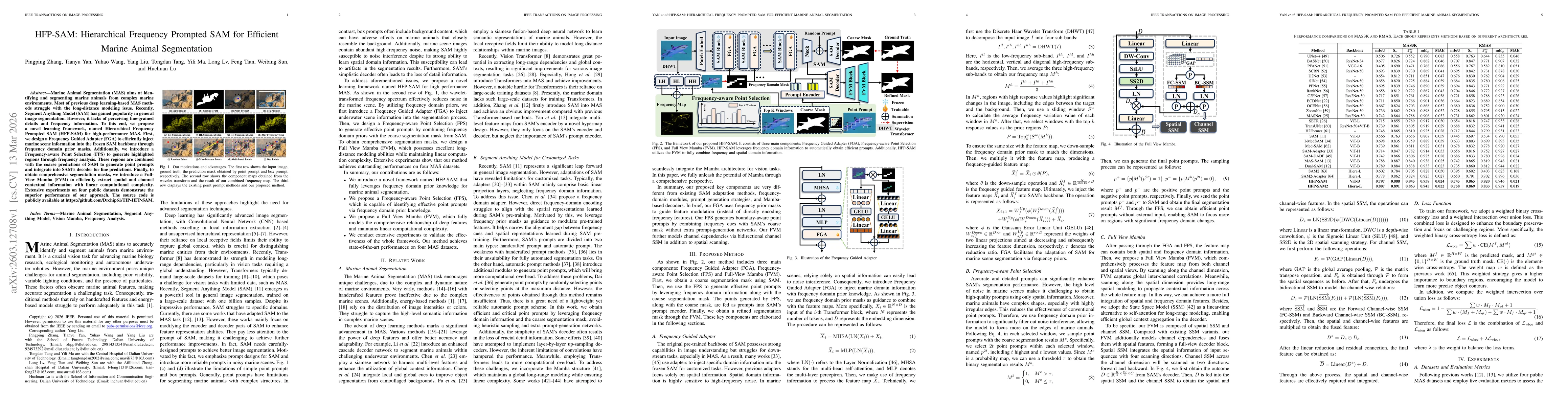 Thumbnail for HFP-SAM: Hierarchical Frequency Prompted SAM for Efficient Marine Animal Segmentation