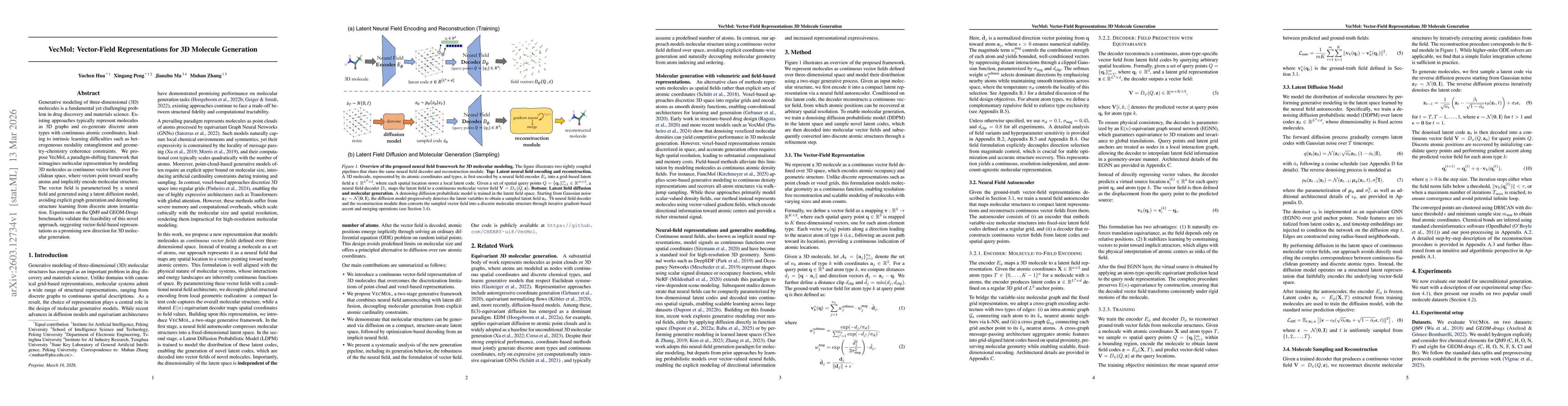 Thumbnail for VecMol: Vector-Field Representations for 3D Molecule Generation