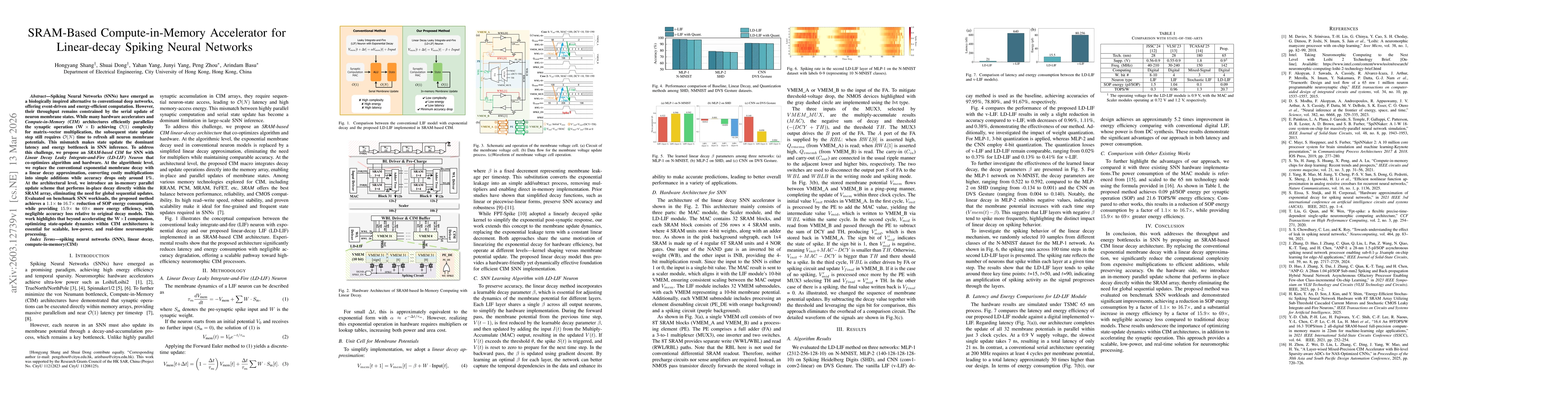 Thumbnail for SRAM-Based Compute-in-Memory Accelerator for Linear-decay Spiking Neural Networks