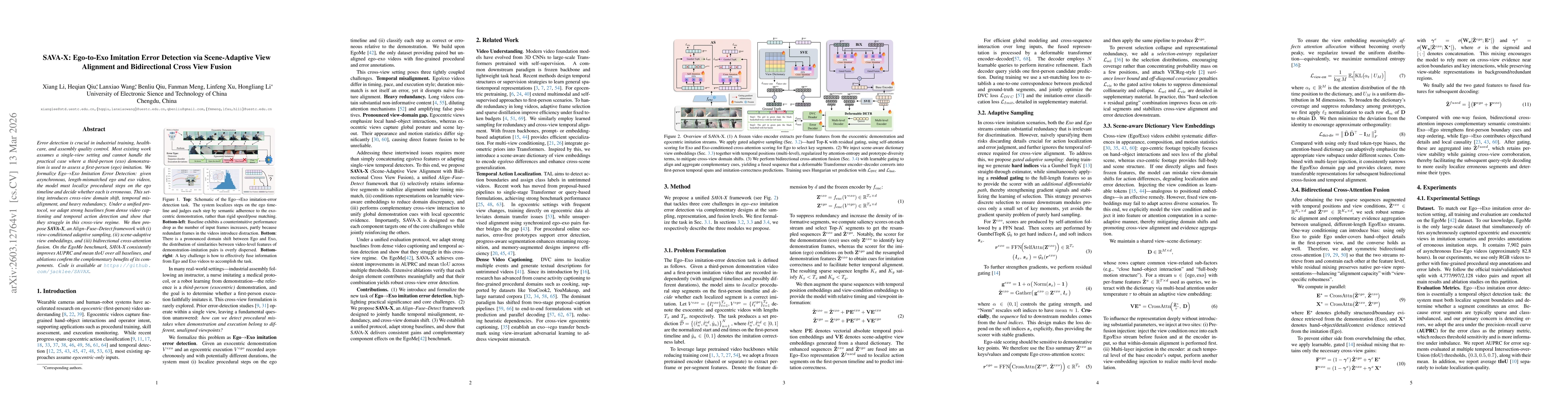 Thumbnail for SAVA-X: Ego-to-Exo Imitation Error Detection via Scene-Adaptive View Alignment and Bidirectional Cross View Fusion