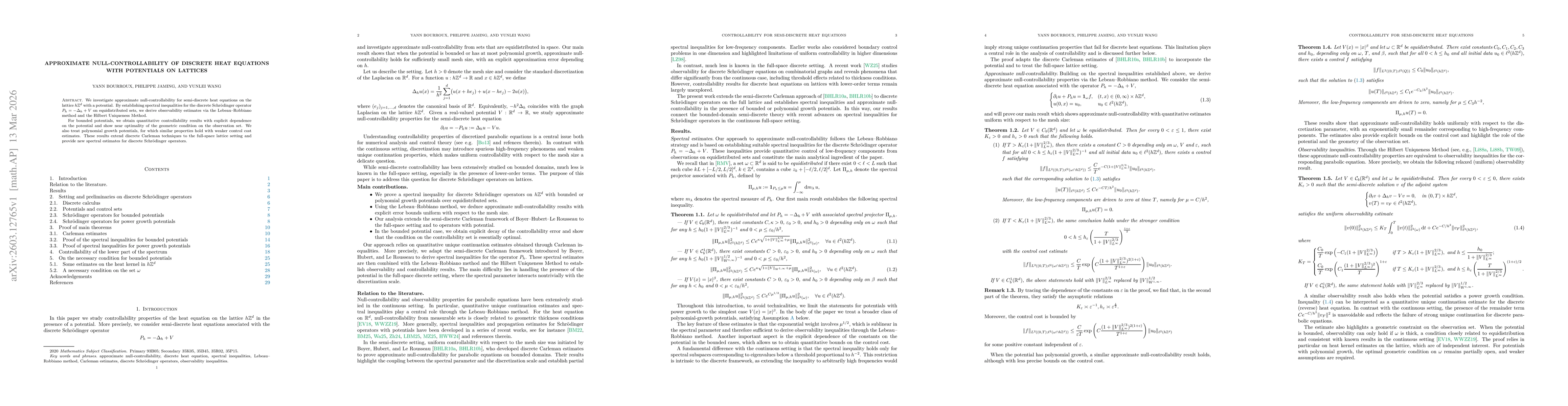 Thumbnail for Approximate null-controllability of discrete heat equations with potentials on lattices