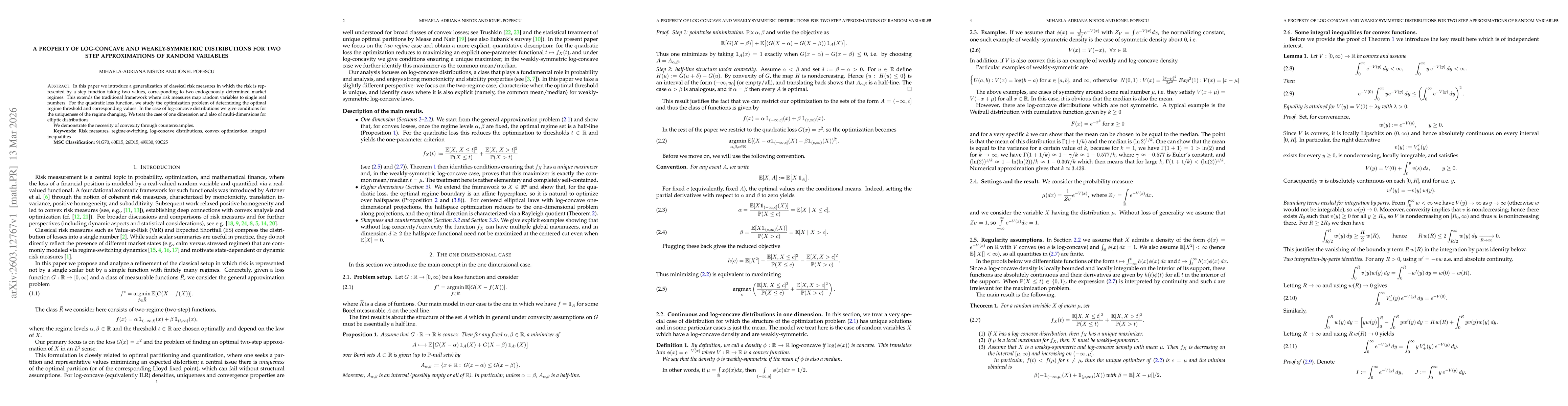 Thumbnail for A property of log-concave and weakly-symmetric distributions for two step approximations of random variables