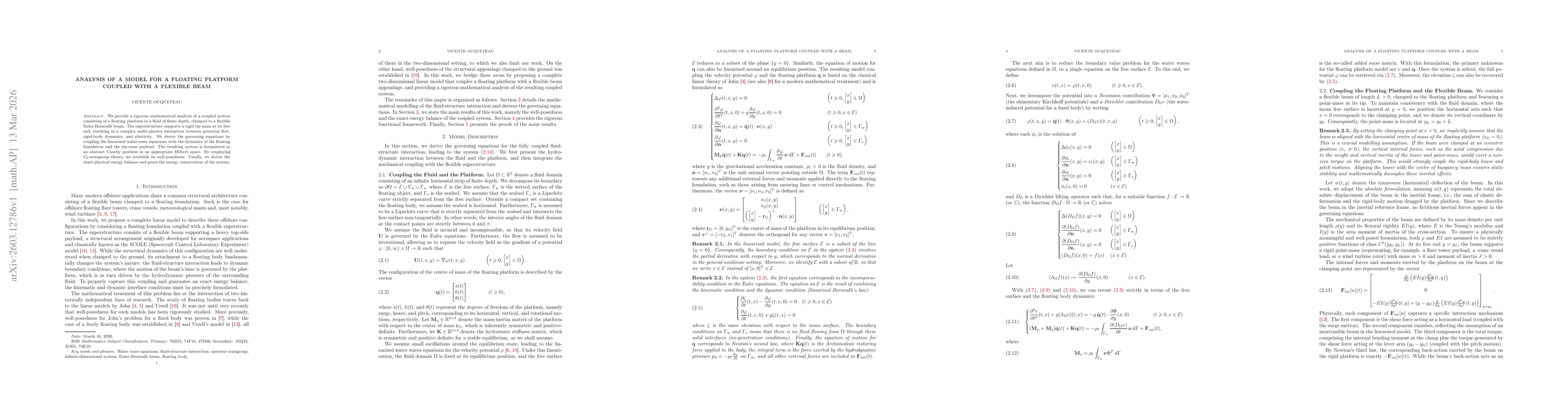 Thumbnail for Analysis of a Model for a Floating Platform Coupled with a Flexible Beam