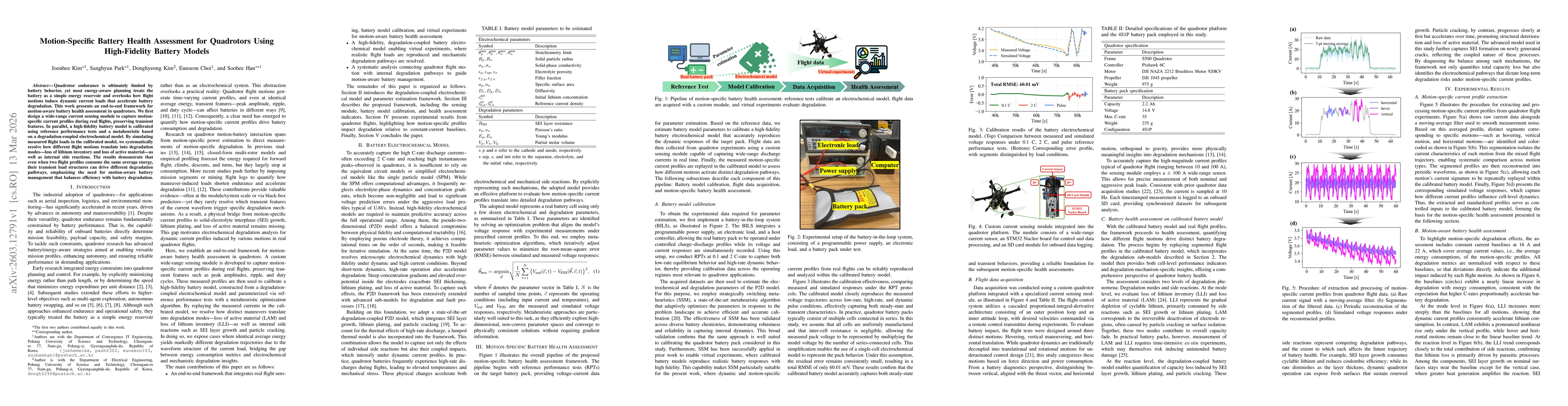 Thumbnail for Motion-Specific Battery Health Assessment for Quadrotors Using High-Fidelity Battery Models