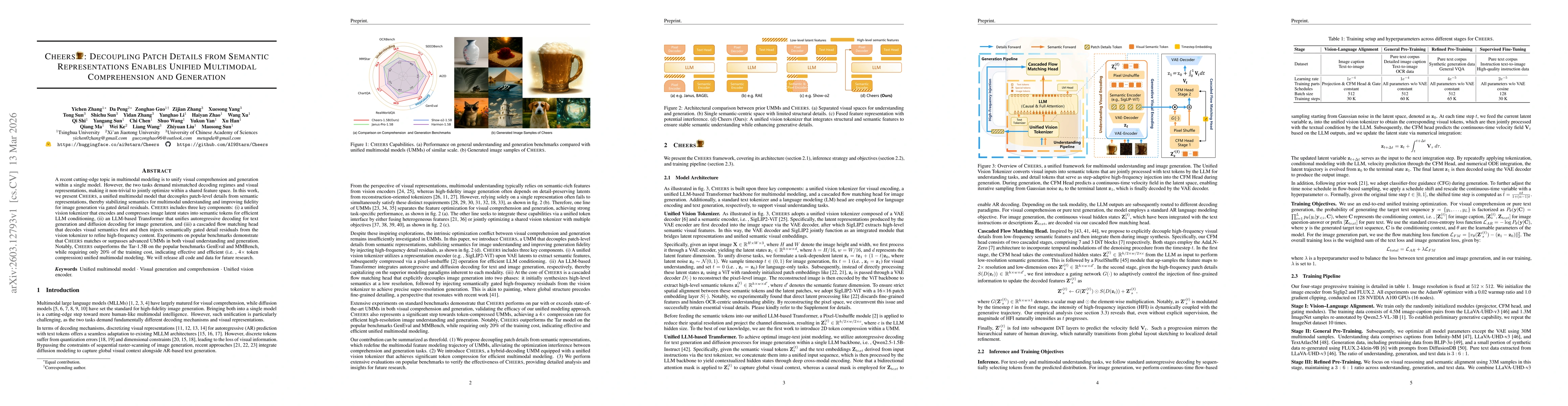 Thumbnail for Cheers: Decoupling Patch Details from Semantic Representations Enables Unified Multimodal Comprehension and Generation