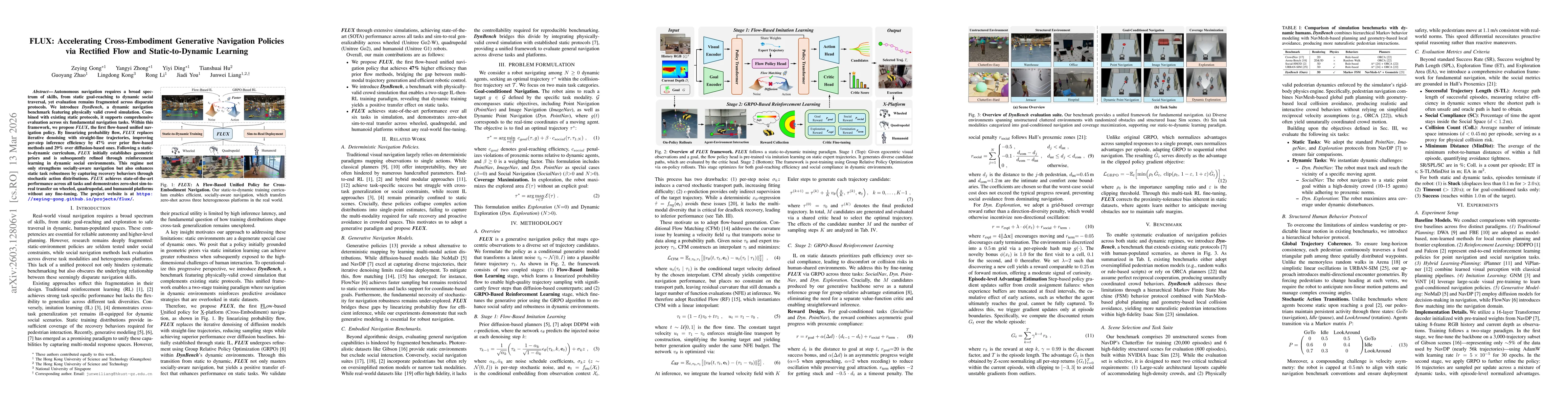 Thumbnail for FLUX: Accelerating Cross-Embodiment Generative Navigation Policies via Rectified Flow and Static-to-Dynamic Learning
