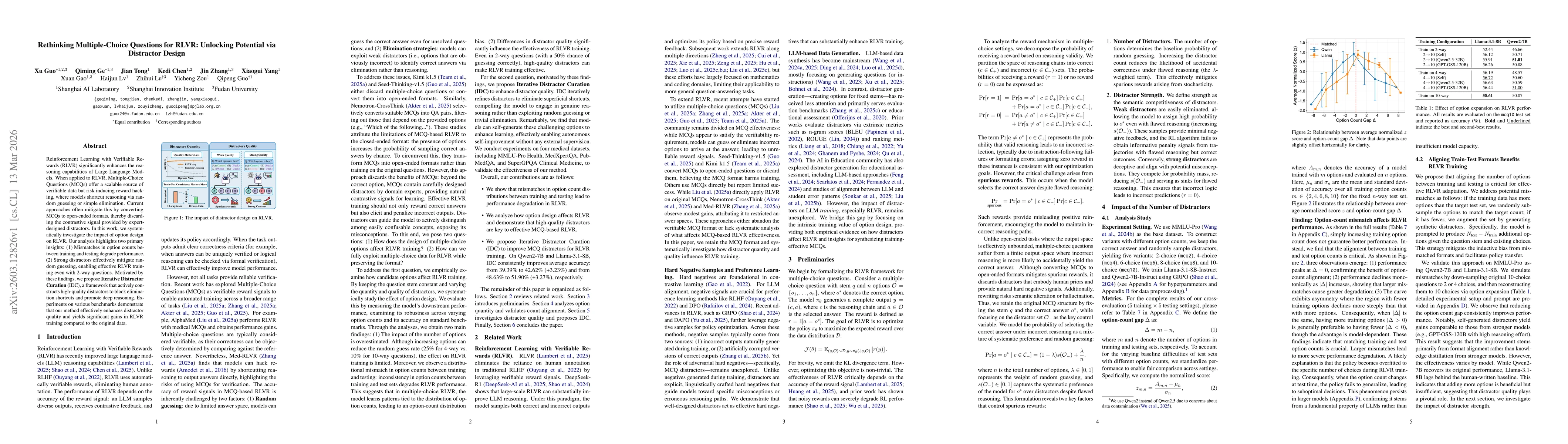 Thumbnail for Rethinking Multiple-Choice Questions for RLVR: Unlocking Potential via Distractor Design