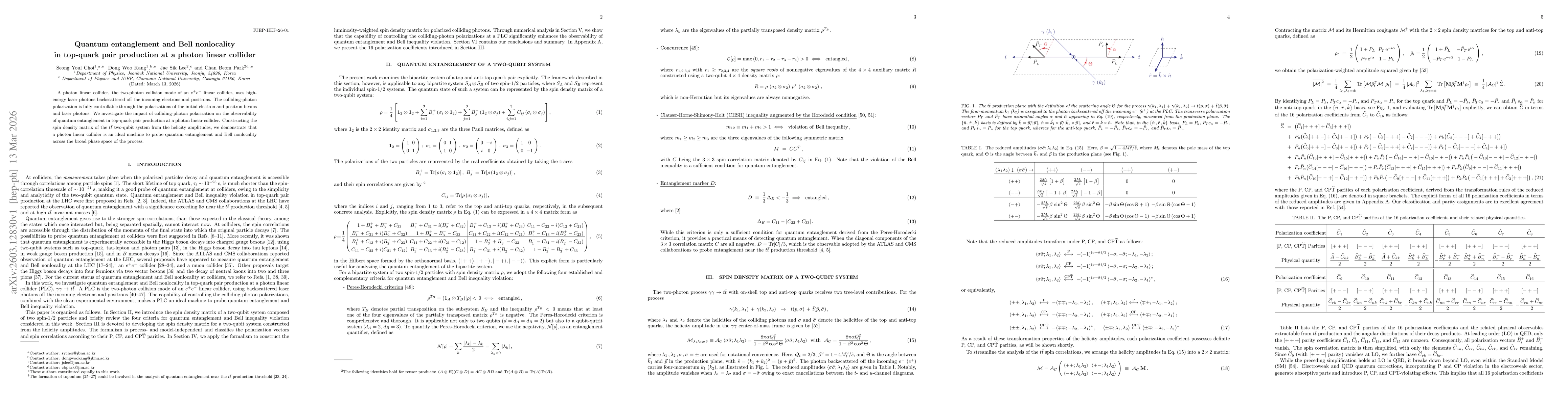 Thumbnail for Quantum entanglement and Bell nonlocality in top-quark pair production at a photon linear collider