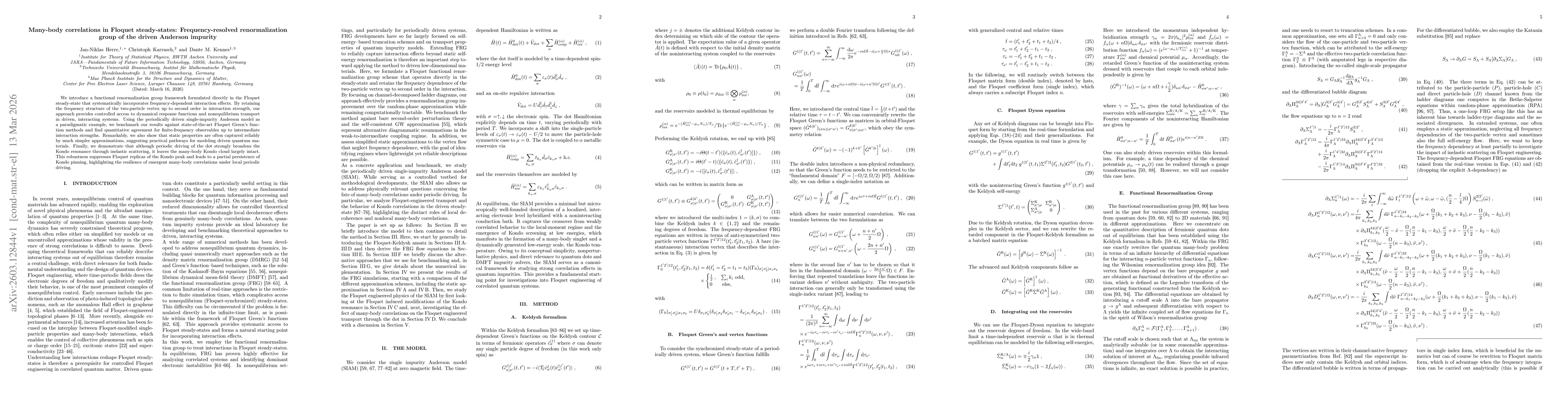 Thumbnail for Many-body correlations in Floquet steady-states: Frequency-resolved renormalization group of the driven Anderson impurity
