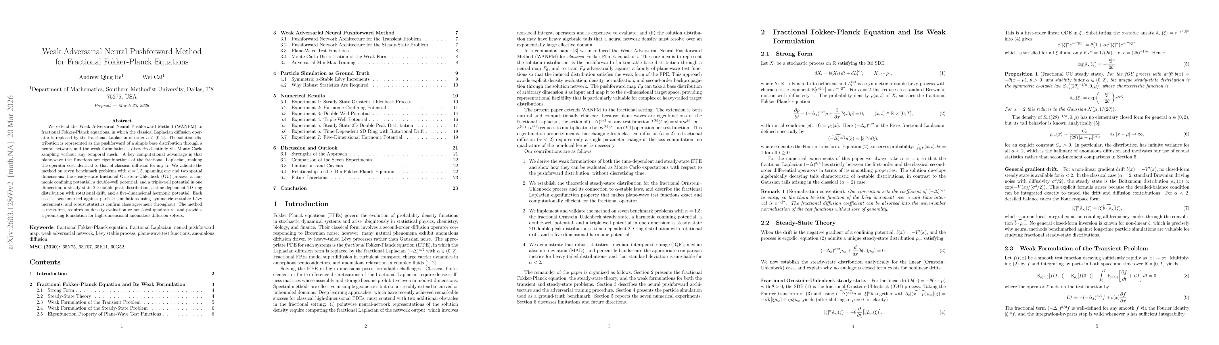 Thumbnail for Weak Adversarial Neural Pushforward Method for Fractional Fokker-Planck Equations