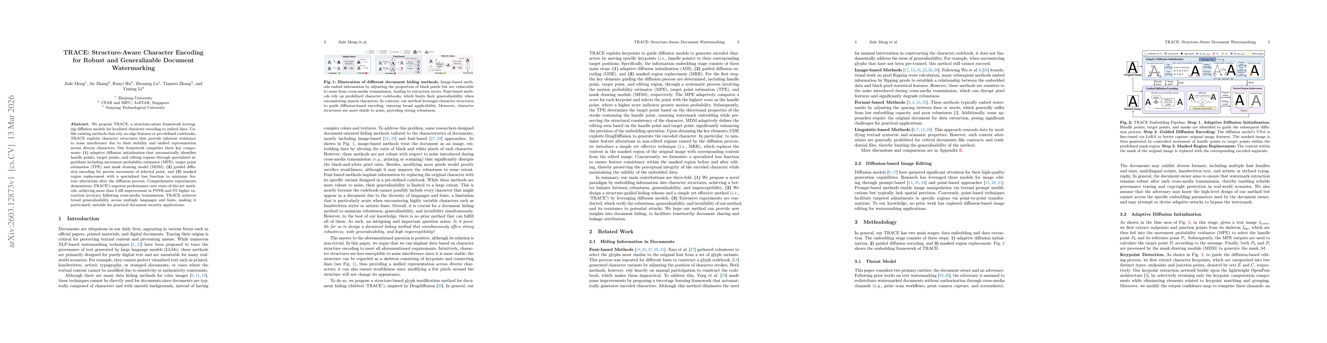 Thumbnail for TRACE: Structure-Aware Character Encoding for Robust and Generalizable Document Watermarking