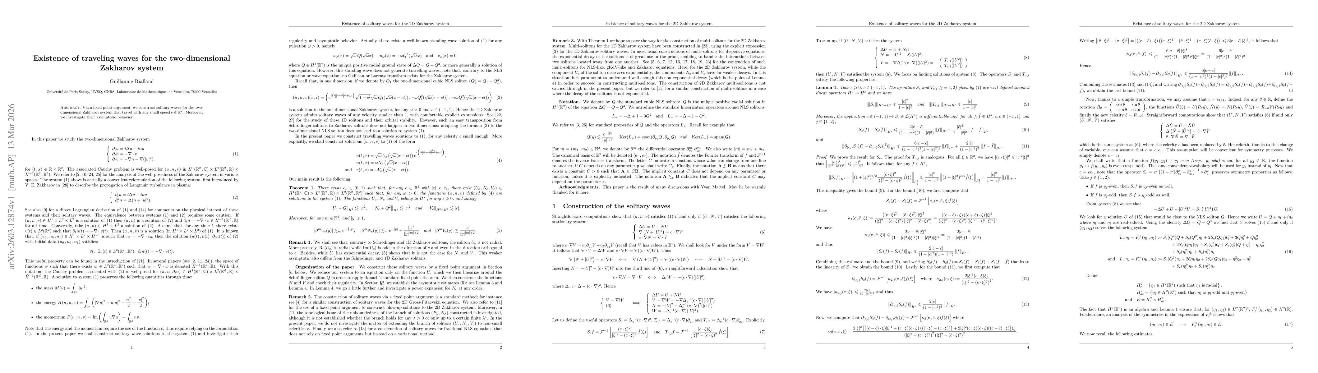 Thumbnail for Existence of traveling waves for the two-dimensional Zakharov system