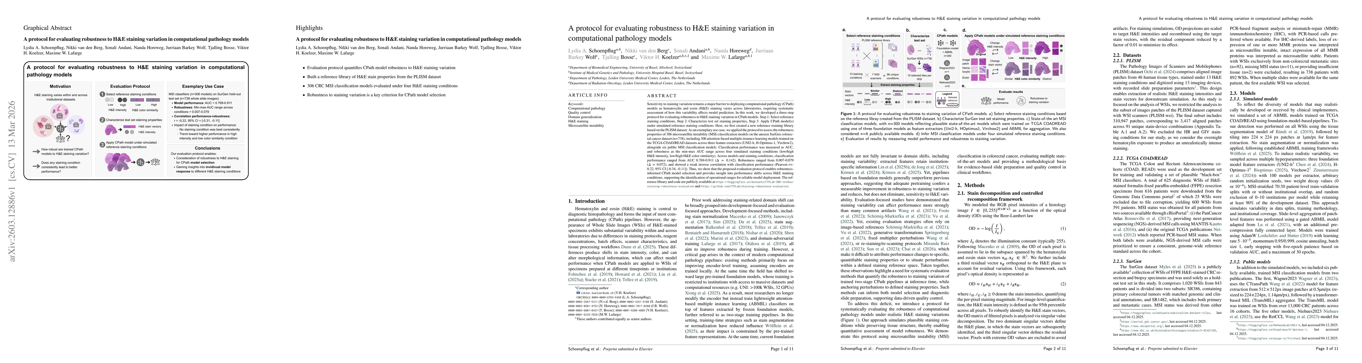 Thumbnail for A protocol for evaluating robustness to H&E staining variation in computational pathology models