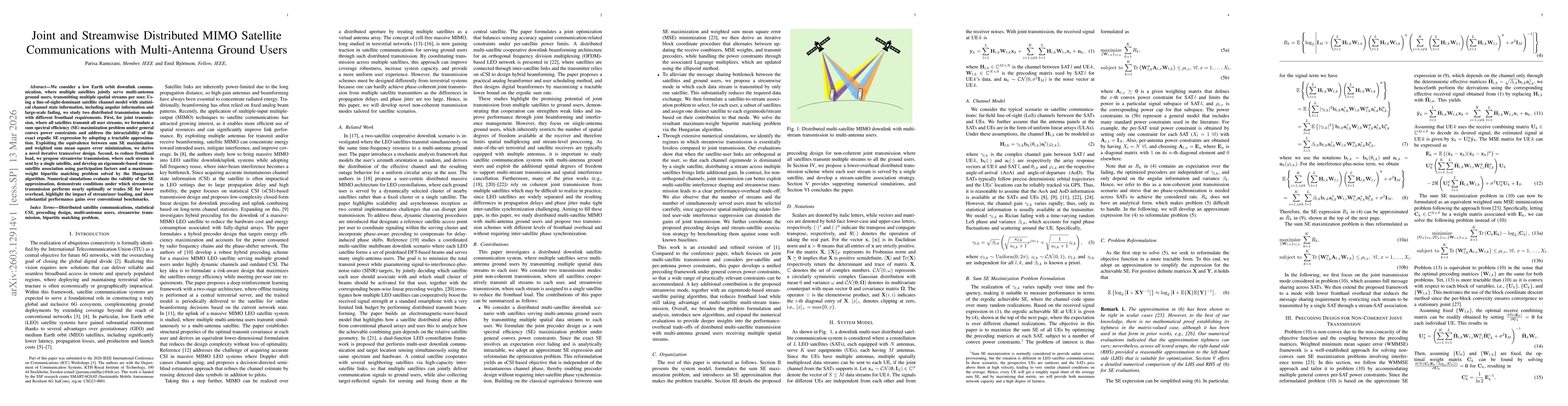 Thumbnail for Joint and Streamwise Distributed MIMO Satellite Communications with Multi-Antenna Ground Users