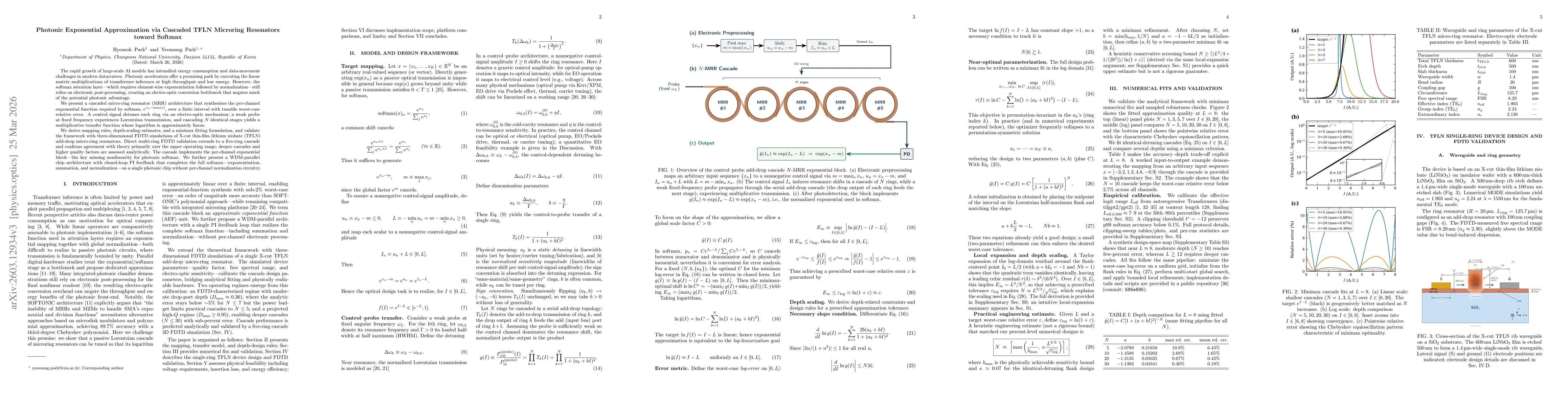 Thumbnail for Photonic Exponential Approximation via Cascaded TFLN Microring Resonators toward Softmax