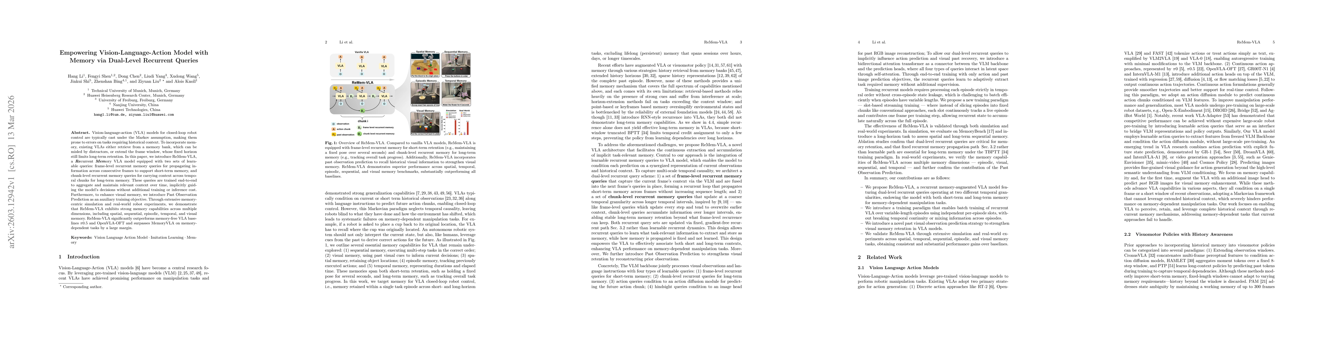 Thumbnail for ReMem-VLA: Empowering Vision-Language-Action Model with Memory via Dual-Level Recurrent Queries