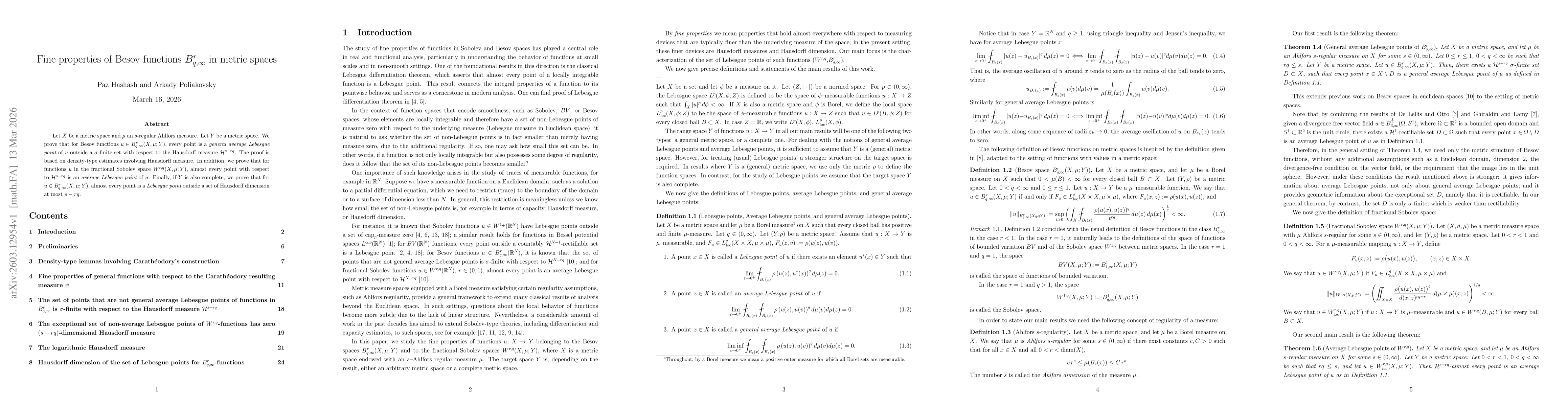 Thumbnail for Fine properties of Besov functions $B^r_{q,\infty}$ in metric spaces