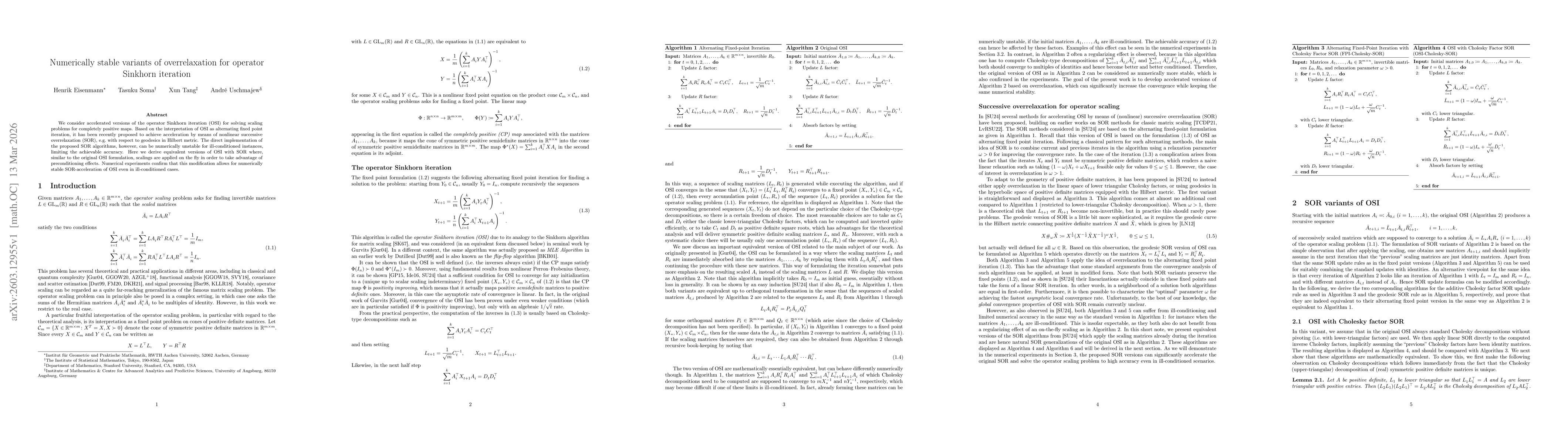 Thumbnail for Numerically stable variants of overrelaxation for operator Sinkhorn iteration