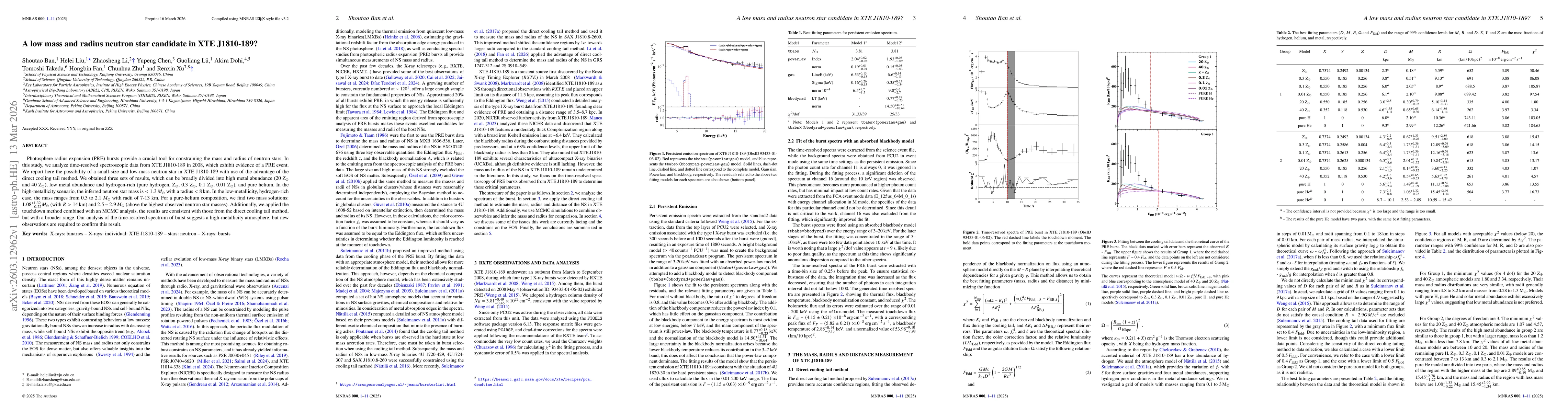 Thumbnail for A low mass and radius neutron star candidate in XTE J1810-189?