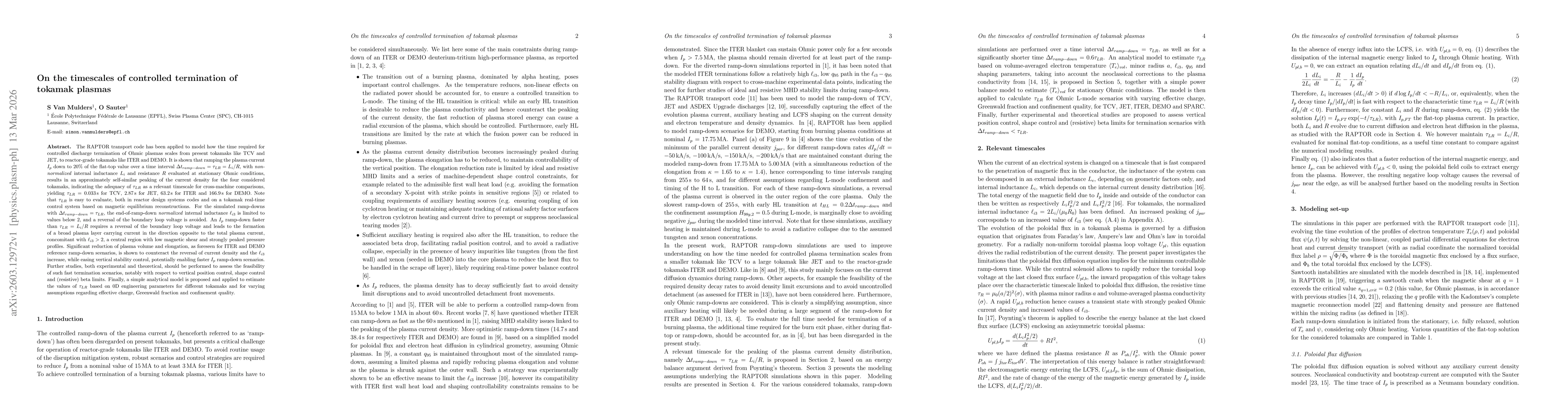 Thumbnail for On the timescales of controlled termination of tokamak plasmas